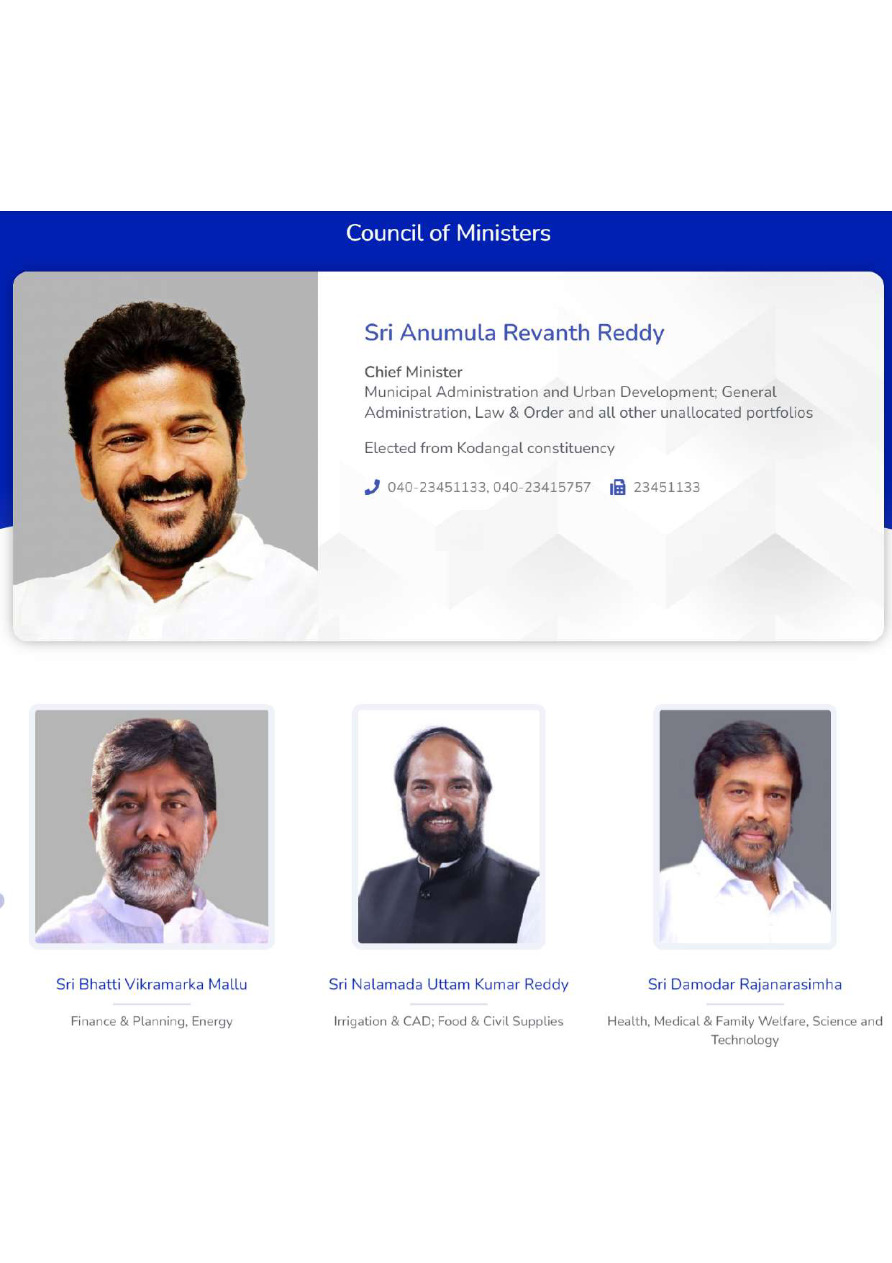 Telangana Cabinet Ministers List 2023
